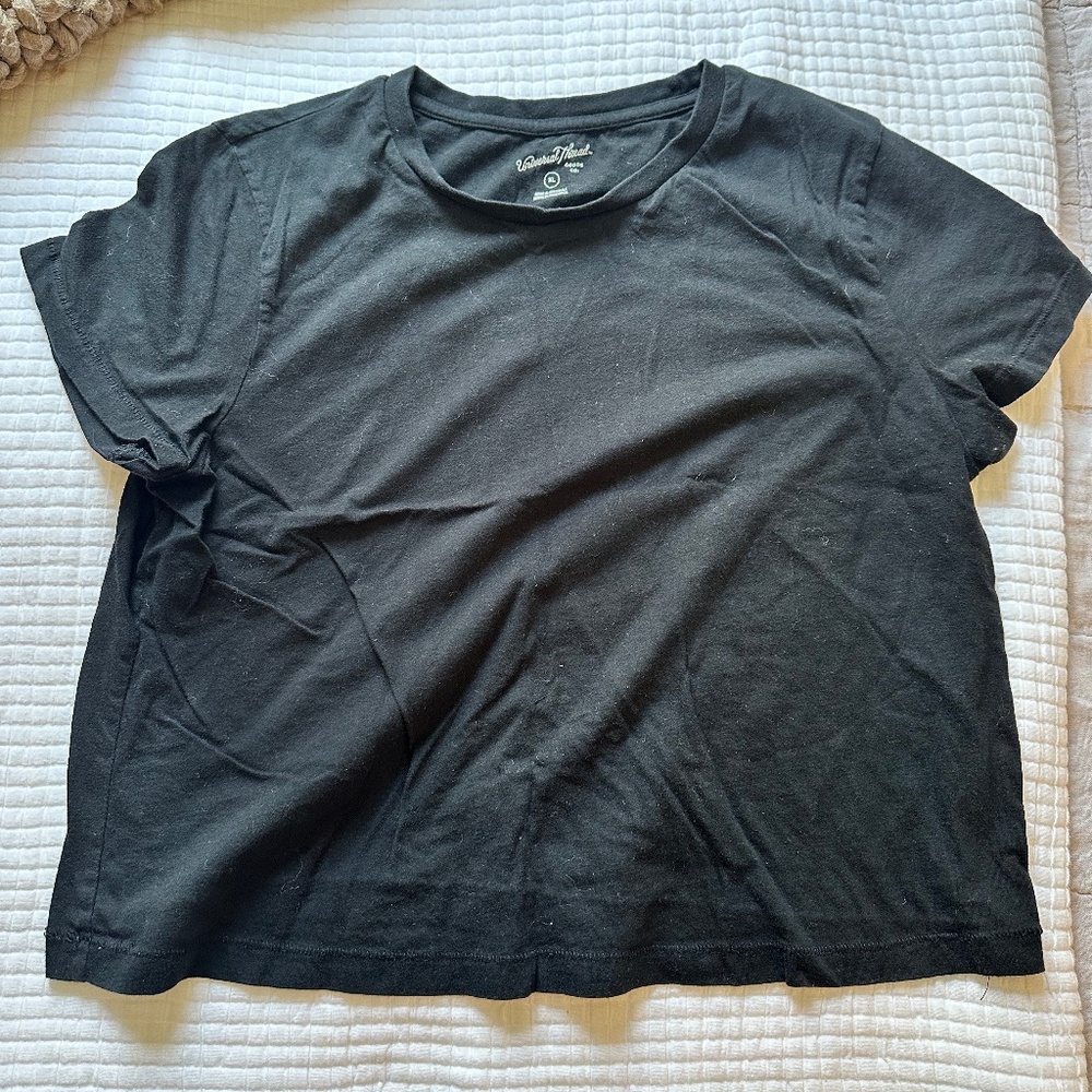 Universal Thread Shrunken Short Sleeve T-Shirt, Size XL, Black